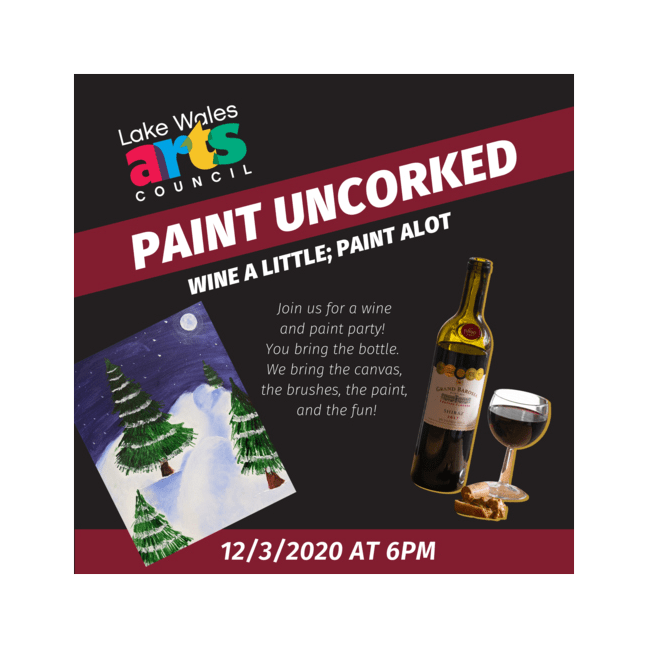 LWAC Logo Paint Uncorked Snow Painting and Wine Bottle & glass
