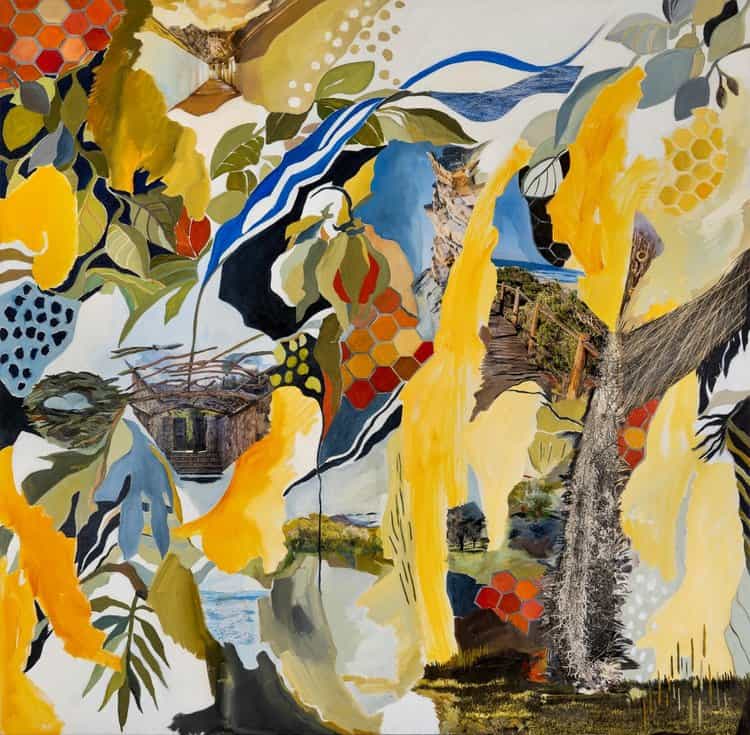 ‘Rising VIII,’ Oil on canvas collage, 2023, Courtesy of the artist.